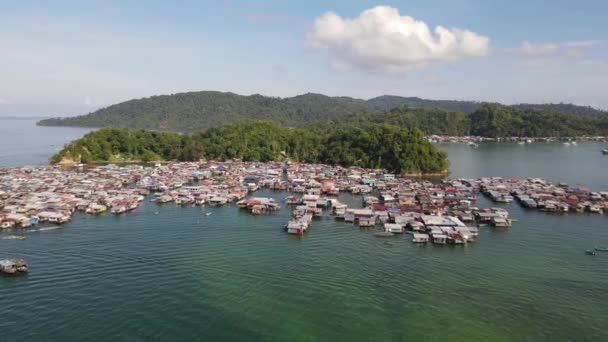 Paysage Des Villages Île Gaya Kota Kinabalu Sabah Malaisie — Video