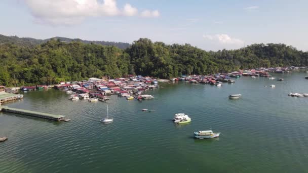 Paisagem Das Aldeias Dentro Ilha Gaya Kota Kinabalu Sabah Malásia — Vídeo de Stock