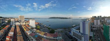 Kota Kinabalu, Sabah Malezya 14 Haziran 2022: Kota Kinabalu Şehir Merkezi Rıhtım ve Kordon Bölgesi