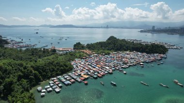Kota Kinabalu, Sabah Malezya 14 Haziran 2022: Kota Kinabalu Şehir Merkezi Rıhtım ve Kordon Bölgesi