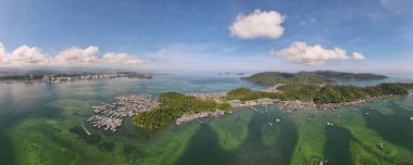 Kota Kinabalu, Sabah Malezya 14 Haziran 2022: Kota Kinabalu Şehir Merkezi Rıhtım ve Kordon Bölgesi
