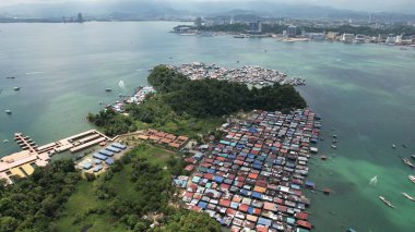 Kota Kinabalu, Sabah Malezya 14 Haziran 2022: Kota Kinabalu Şehir Merkezi Rıhtım ve Kordon Bölgesi