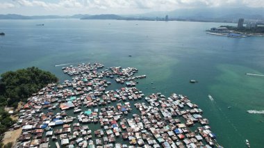 Kota Kinabalu, Sabah Malezya 14 Haziran 2022: Kota Kinabalu Şehir Merkezi Rıhtım ve Kordon Bölgesi