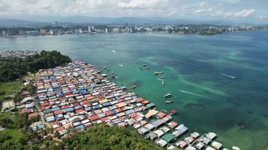 Kota Kinabalu, Sabah Malezya 14 Haziran 2022: Kota Kinabalu Şehir Merkezi Rıhtım ve Kordon Bölgesi