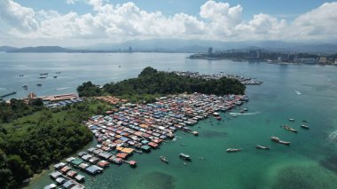 Kota Kinabalu, Sabah Malezya 14 Haziran 2022: Kota Kinabalu Şehir Merkezi Rıhtım ve Kordon Bölgesi