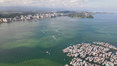 Kota Kinabalu, Sabah Malezya 14 Haziran 2022: Kota Kinabalu Şehir Merkezi Rıhtım ve Kordon Bölgesi