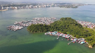 Kota Kinabalu, Sabah Malezya 14 Haziran 2022: Kota Kinabalu Şehir Merkezi Rıhtım ve Kordon Bölgesi