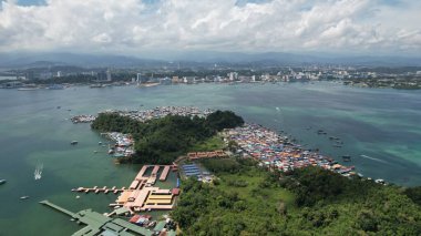 Kota Kinabalu, Sabah Malezya 14 Haziran 2022: Kota Kinabalu Şehir Merkezi Rıhtım ve Kordon Bölgesi