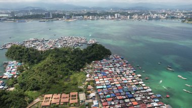 Kota Kinabalu, Sabah Malezya 14 Haziran 2022: Kota Kinabalu Şehir Merkezi Rıhtım ve Kordon Bölgesi