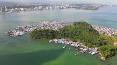 Kota Kinabalu, Sabah Malezya 14 Haziran 2022: Kota Kinabalu Şehir Merkezi Rıhtım ve Kordon Bölgesi