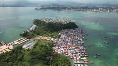 Kota Kinabalu, Sabah Malezya 14 Haziran 2022: Kota Kinabalu Şehir Merkezi Rıhtım ve Kordon Bölgesi