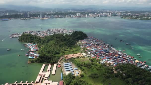 Kota Kinabalu Sabah Malaysia Juni 2022 Waterfront Och Esplanade Området — Stockvideo