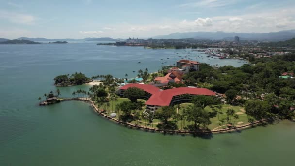 Kota Kinabalu Sabah Juni 2022 Kawasan Pantai Dan Esplanade Kota — Stok Video