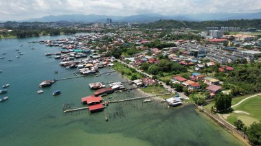 Kota Kinabalu, Sabah Malezya 14 Haziran 2022: Kota Kinabalu Şehir Merkezi Rıhtım ve Kordon Bölgesi