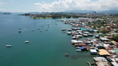 Kota Kinabalu, Sabah Malezya 14 Haziran 2022: Kota Kinabalu Şehir Merkezi Rıhtım ve Kordon Bölgesi