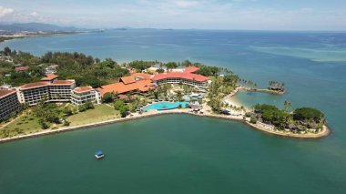 Kota Kinabalu, Sabah Malezya 14 Haziran 2022: Kota Kinabalu Şehir Merkezi Rıhtım ve Kordon Bölgesi