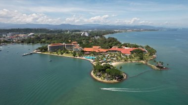 Kota Kinabalu, Sabah Malezya 14 Haziran 2022: Kota Kinabalu Şehir Merkezi Rıhtım ve Kordon Bölgesi