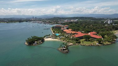 Kota Kinabalu, Sabah Malezya 14 Haziran 2022: Kota Kinabalu Şehir Merkezi Rıhtım ve Kordon Bölgesi