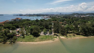 Kota Kinabalu, Sabah Malezya 14 Haziran 2022: Kota Kinabalu Şehir Merkezi Rıhtım ve Kordon Bölgesi