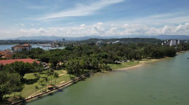 Kota Kinabalu, Sabah Malezya 14 Haziran 2022: Kota Kinabalu Şehir Merkezi Rıhtım ve Kordon Bölgesi