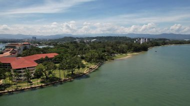 Kota Kinabalu, Sabah Malezya 14 Haziran 2022: Kota Kinabalu Şehir Merkezi Rıhtım ve Kordon Bölgesi