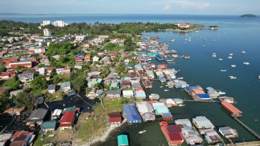 Kota Kinabalu, Sabah Malezya 14 Haziran 2022: Kota Kinabalu Şehir Merkezi Rıhtım ve Kordon Bölgesi