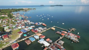 Kota Kinabalu, Sabah Malezya 14 Haziran 2022: Kota Kinabalu Şehir Merkezi Rıhtım ve Kordon Bölgesi