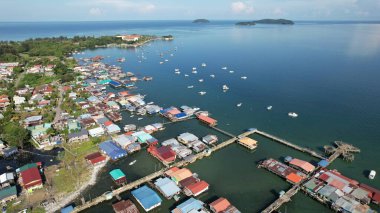 Kota Kinabalu, Sabah Malezya 14 Haziran 2022: Kota Kinabalu Şehir Merkezi Rıhtım ve Kordon Bölgesi