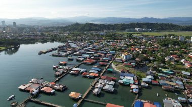Kota Kinabalu, Sabah Malezya 14 Haziran 2022: Kota Kinabalu Şehir Merkezi Rıhtım ve Kordon Bölgesi