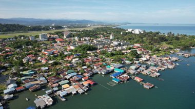 Kota Kinabalu, Sabah Malezya 14 Haziran 2022: Kota Kinabalu Şehir Merkezi Rıhtım ve Kordon Bölgesi