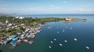 Kota Kinabalu, Sabah Malezya 14 Haziran 2022: Kota Kinabalu Şehir Merkezi Rıhtım ve Kordon Bölgesi