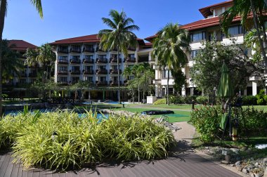 Kota Kinabalu, Sabah Malezya 14 Haziran 2022: Kota Kinabalu Şehir Merkezi Rıhtım ve Kordon Bölgesi