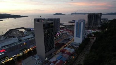 Kota Kinabalu, Sabah Malezya 14 Haziran 2022: Kota Kinabalu Şehir Merkezi Rıhtım ve Kordon Bölgesi