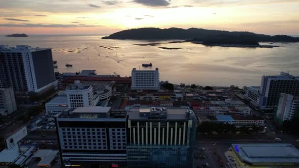 Kota Kinabalu Sabah Malásia Junho 2022 Orla Marítima Área Esplanada — Vídeo de Stock