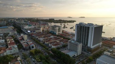 Kota Kinabalu, Sabah Malezya 14 Haziran 2022: Kota Kinabalu Şehir Merkezi Rıhtım ve Kordon Bölgesi