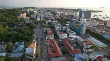 Kota Kinabalu, Sabah Malezya 14 Haziran 2022: Kota Kinabalu Şehir Merkezi Rıhtım ve Kordon Bölgesi