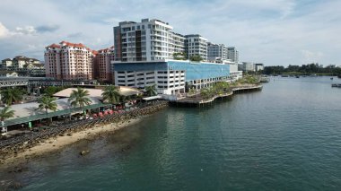 Kota Kinabalu, Sabah Malezya 14 Haziran 2022: Kota Kinabalu Şehir Merkezi Rıhtım ve Kordon Bölgesi