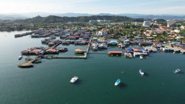 Kota Kinabalu, Sabah Malezya 14 Haziran 2022: Kota Kinabalu Şehir Merkezi Rıhtım ve Kordon Bölgesi