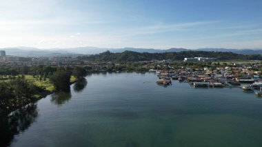 Kota Kinabalu, Sabah Malezya 14 Haziran 2022: Kota Kinabalu Şehir Merkezi Rıhtım ve Kordon Bölgesi