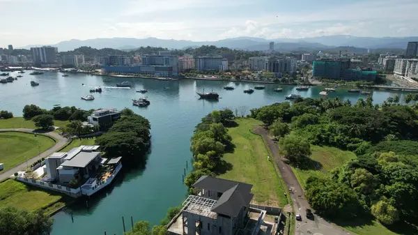 Kota Kinabalu Sabah Maleisië Juni 2022 Het Waterfront Esplanade Gebied — Stockfoto