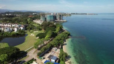 Kota Kinabalu, Sabah Malezya 14 Haziran 2022: Kota Kinabalu Şehir Merkezi Rıhtım ve Kordon Bölgesi