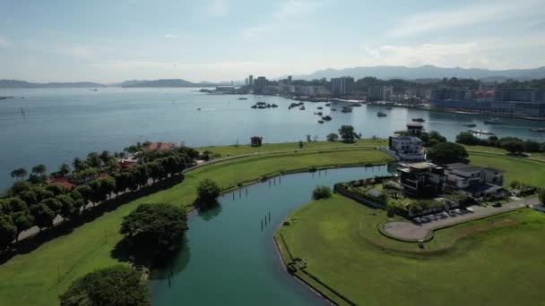 Kota Kinabalu Sabah Malaysia Juni 2022 Waterfront Och Esplanade Området — Stockvideo