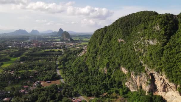 Limestone Keteri Hill Surrounding Rice Paddy Fields — Video