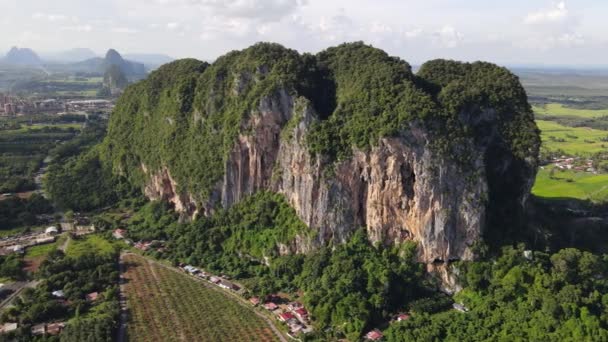 Limestone Keteri Hill Surrounding Rice Paddy Fields — Vídeos de Stock