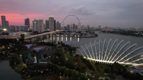 Marina Bay Singapore Július 2022 Landmark Buildings Turisztikai Látványosságok Szingapúr — Stock videók