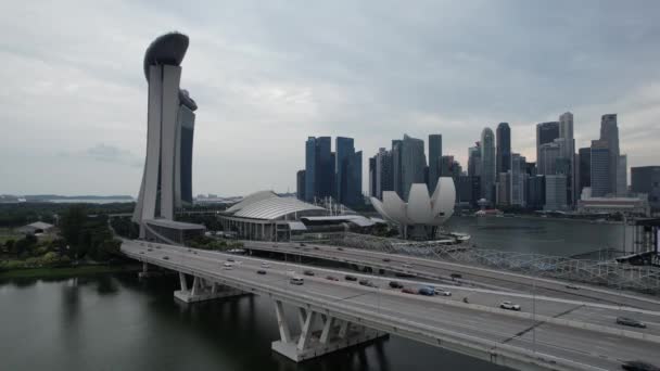 Marina Bay Singapore July 2022 Landmark Buildings Tourist Attractions Singapore — Stok Video