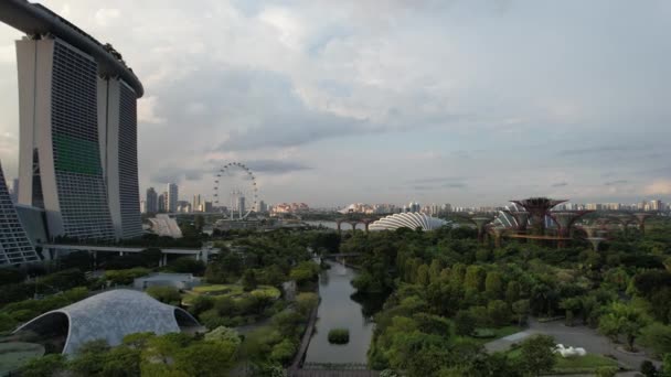 Marina Bay Singapore Július 2022 Landmark Buildings Turisztikai Látványosságok Szingapúr — Stock videók