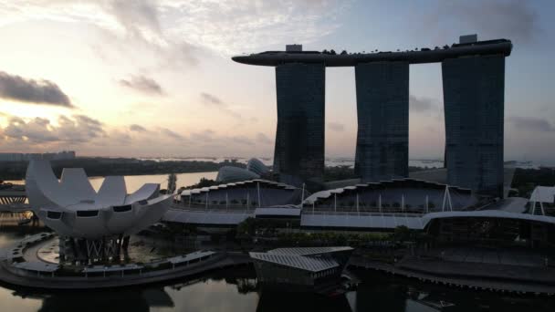 Marina Bay Singapore Július 2022 Landmark Buildings Turisztikai Látványosságok Szingapúr — Stock videók