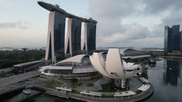 Marina Bay Singapore Július 2022 Landmark Buildings Turisztikai Látványosságok Szingapúr — Stock videók