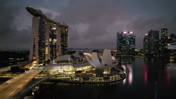 Marina Bay Singapore Július 2022 Landmark Buildings Turisztikai Látványosságok Szingapúr — Stock videók